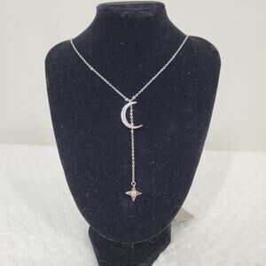 Lili Claspe Silver Rope The Moon Star Lariat Necklace